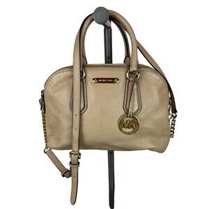Michael Kors Satchel Handbag w Crossbody Chain Strap  Light Tan Leather